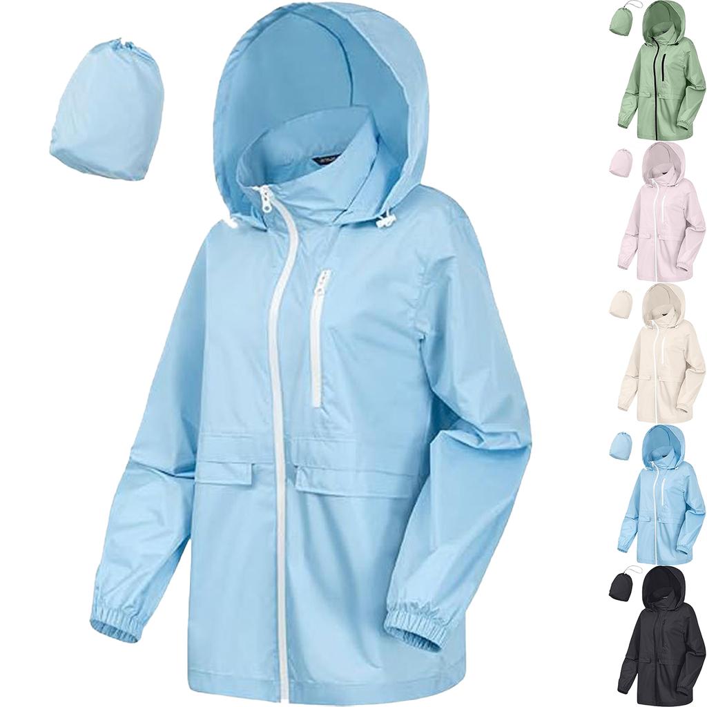 Damen faltbarer Regenmantel schmal geschnitten Windbreaker Jacke für Outdoor Reisen