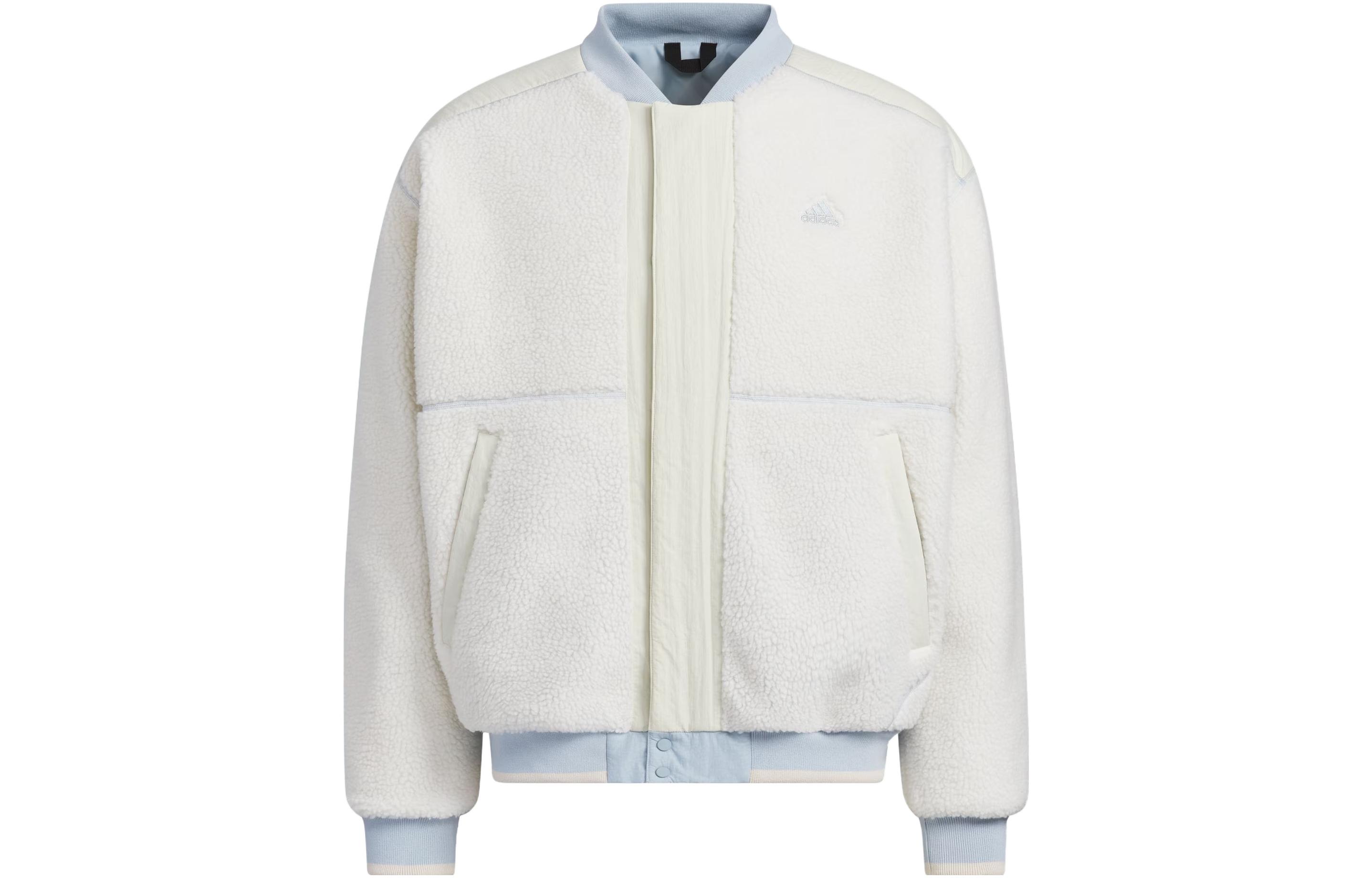 Adidas Velvet Jackets Men s Pink White Baseball Collar Thickened And Fleece Lined IL8917 XXL