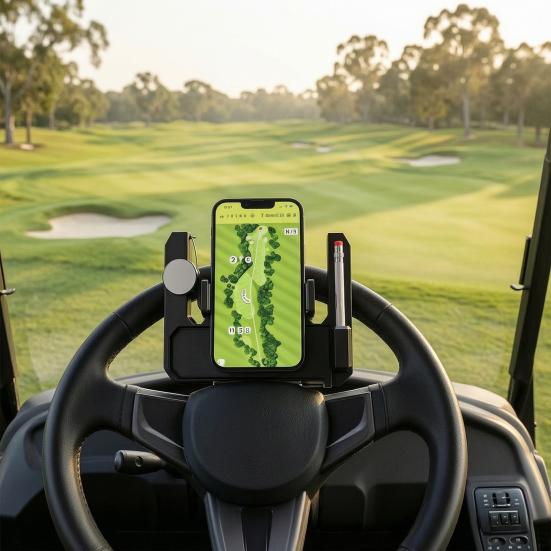 1/2 Stück Golf Cart Lenkrad Handyhalter mit Stiftschlitz und Ballmarker-Aufbewahrung Universal