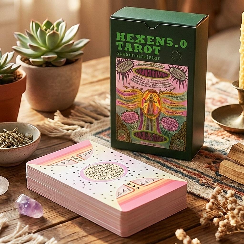 HEXEN 5.0 Tarot Deck, 78 Pcs Tarot Cards Based on Alchemical Art, Tech-Spirituality & Climate Crisis 12*7cm Double-embossed