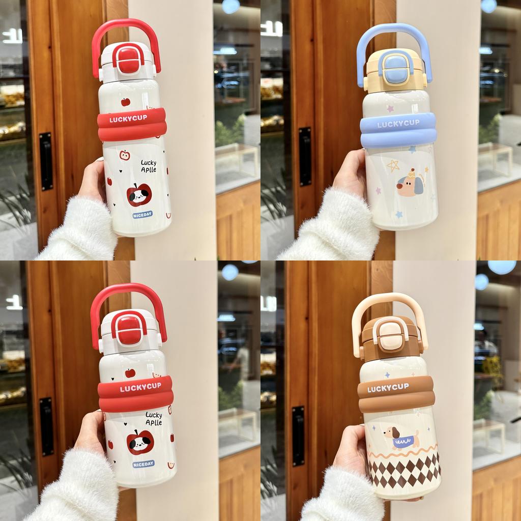 Kids Cartoon Stainless Steel Insulated Cup With Handle For Children And Students