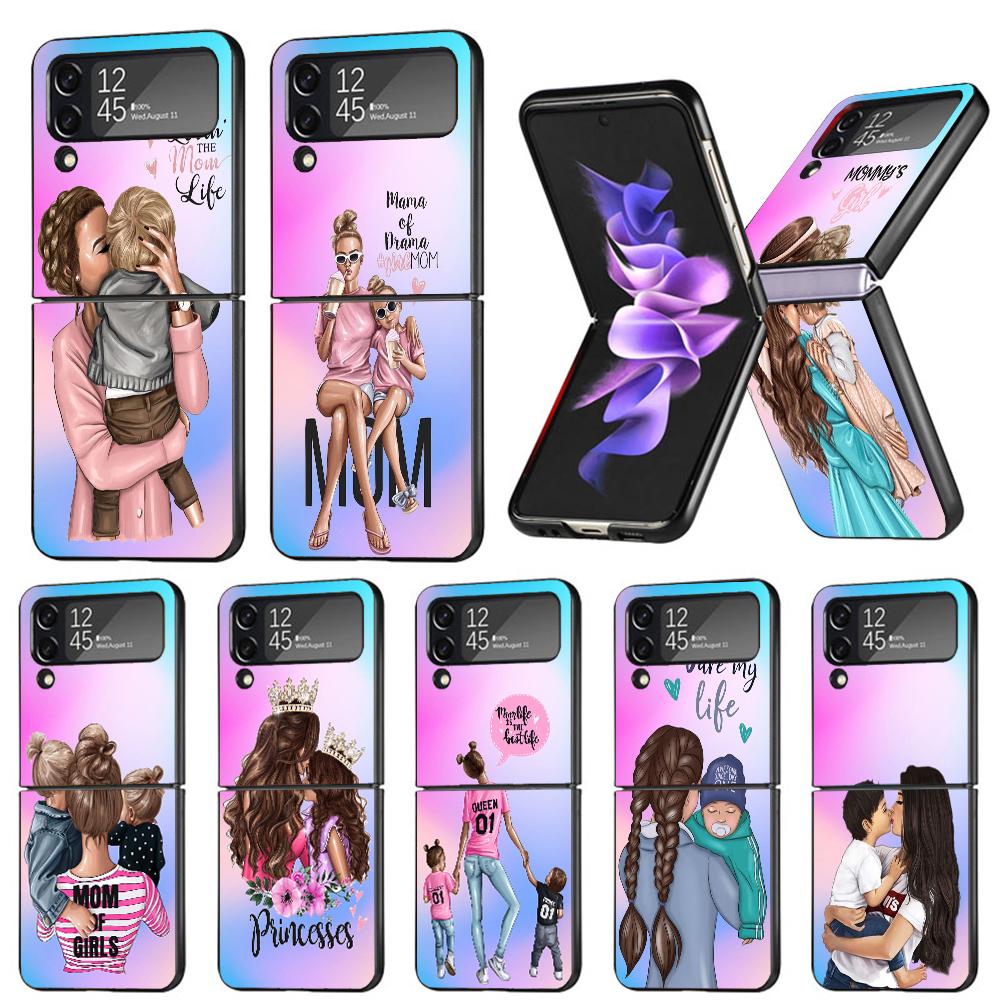 Woman Fashion Girl Super Mom Baby Phone Case For Samsung Galaxy Z Flip7 Flip6 5G Flip5 Flip4 Flip3 ZFlip 7 6 3 4 5 Shockproof Ba