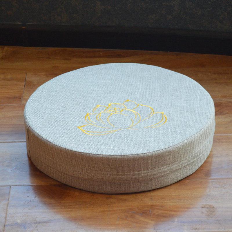 Thick Washable Japanese Zen Meditation Cushion - Round Tatami Linen Seat for Home and Balcony