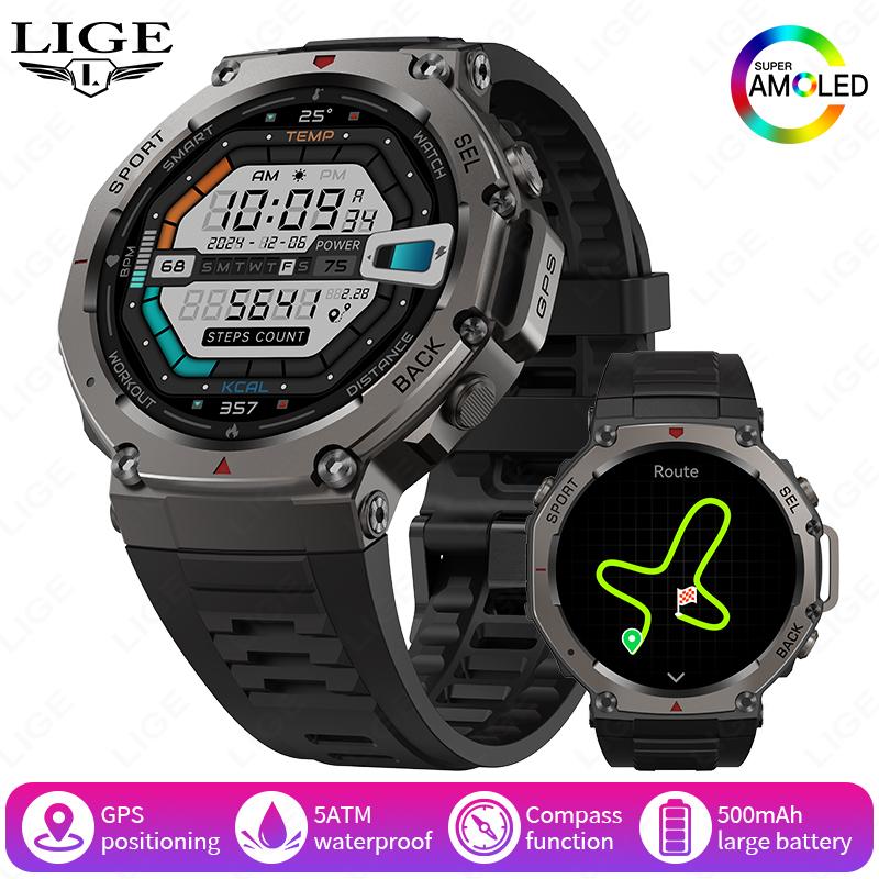 New GPS Smart Watch 5ATM Waterproof 500mAh Battery Built-In Dual-band GNSS Compass Altimeter Barometric Military Smartwatch