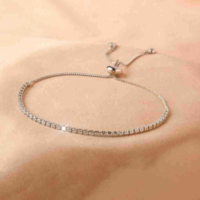 Elegant Zircon Crystal Bead Bracelet Women 18K Gold Plated Titanium Steel Delicate Chain With Sparkling Cubic Zirconia