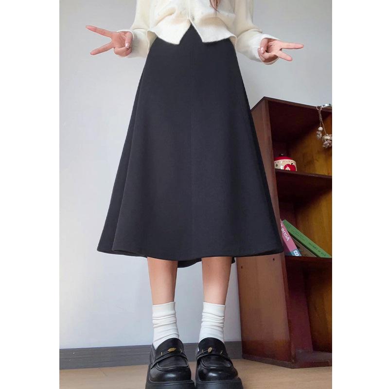 2026 Herbst/Winter High-Waist Kaffee Midi-Rock - Vielseitiger A-Linien-Schnitt mit einem figurschmeichelnden breiten Saumdesign