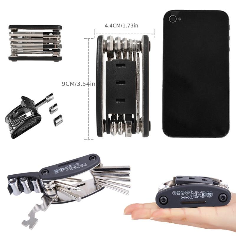 Bicycle Repair Tool Maintenance Combination Tire Mending 16 In One Tool Multi-functional Folding Repair Tool Wrench Set
