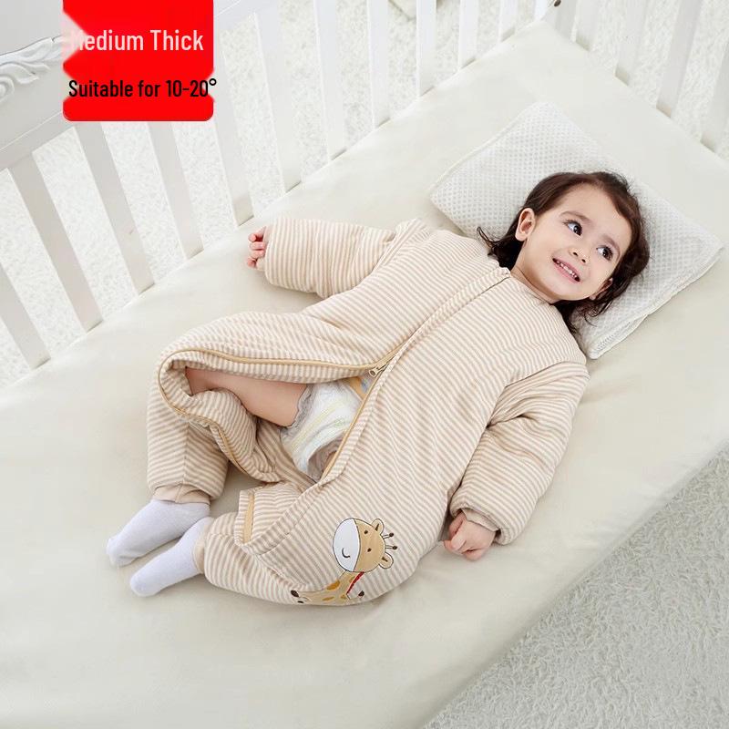 Jingqi Cotton-Padded Baby Sleeping Bag: Winter-Ready, Anti-Kick, Thick, Warm, and Cold-Proof for Infants.