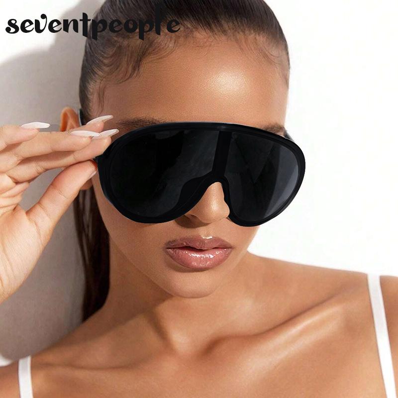 Oversized Shield Sunglasses Women Men  Luxury Brand Designer Fashion One-Piece Sun Glasses For Female Punk Big Frame Shades