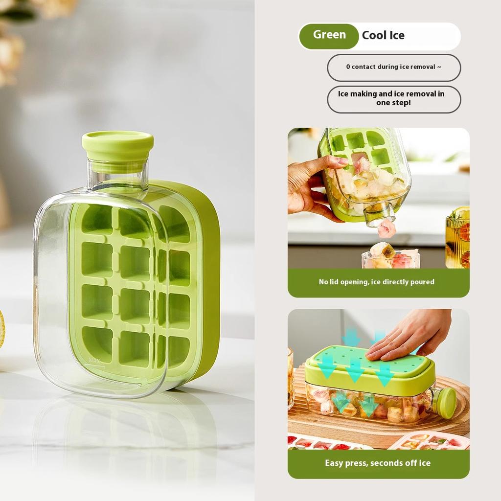 Gianxi Ice Cube Mold Ice Grid Water Bottle Household Food Grade Pressed Ice Storage Box Ice Cube Artifact