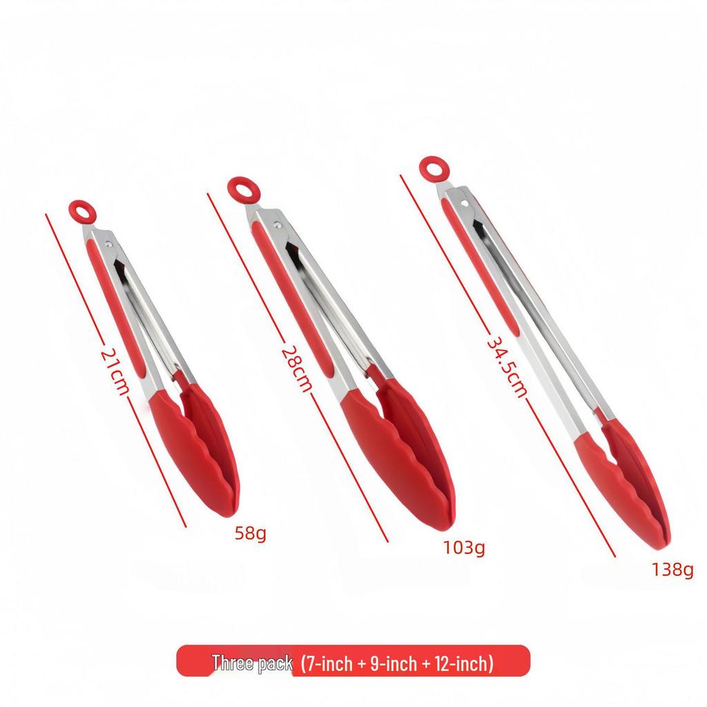 High-Heat Food Grade Silicone & Stainless Steel Tongs for Grilling and BBQ