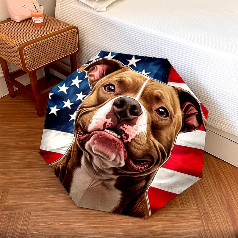 1 PC Automatic Folding Umbrella - Pitbull Dog Pattern, Portable & Foldable Design with 8 Ribs, Christmas Birthday Gifts