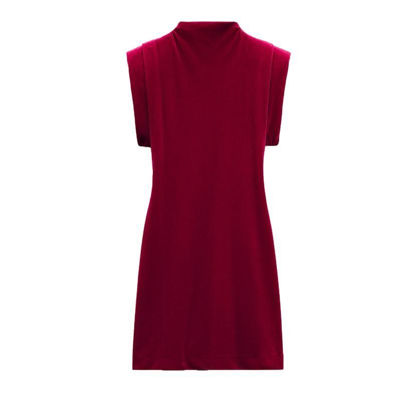 Fall and Winter New Women's Clothing New Year Christmas Velvet Dress with Padded Shoulder Velvet Dress 0036185