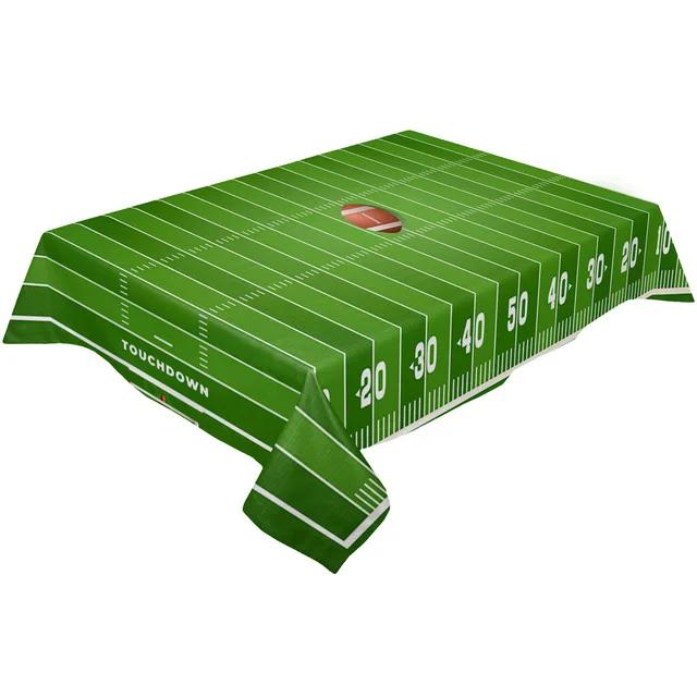 Waterdichte Rechthoekige Tafelkleed met Voetbalthema voor Keukenfeest Bruiloft Decoratieve Tafelhoes 100x160cm