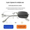 Retro Frameless Photochromic Myopia Glasses - Ultra-light, Artistic Metal Frames, Anti-blue Light, Prescription or Plano Lenses Compatible.