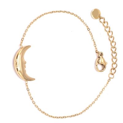 [Q8723] - Tasarımcı bilezik Çelik 'Luna' altın - 17x10 mm