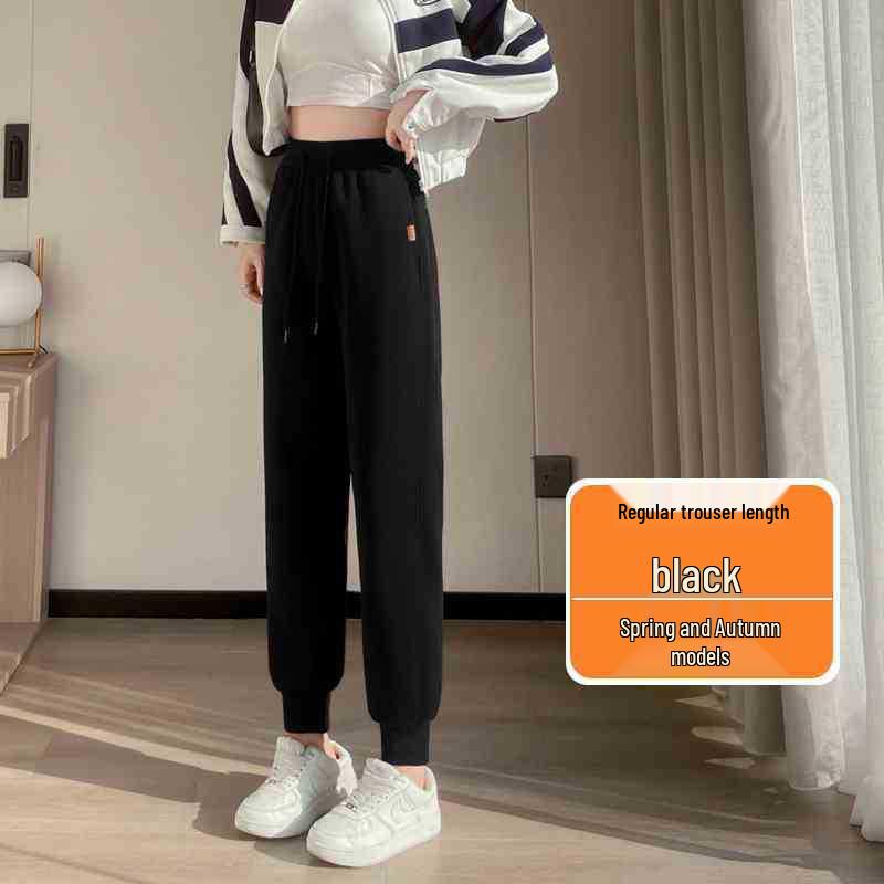 

Women s Black Fleece-Lined Jogger Pants - Petite, Cropped, Casual Sweatpants for Spring and Autumn 2026 XL 120-135 lbs