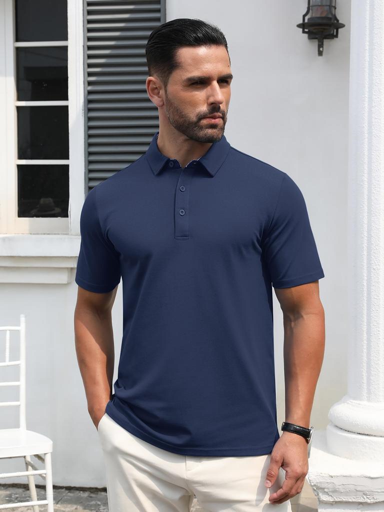 TACVASEN Short Sleeve Polo Cool To the Perfect for Outdoor Casual and Navy Size 3XL Men's Shirt, Touch, Activities, Golf, Work, Sports, Wear, Tennis,
