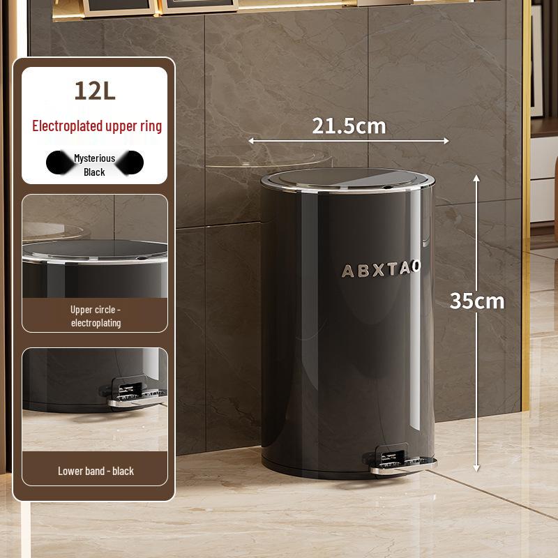 Luxury Foot-Operated Trash Can for Home - Thickened, Lidded, Waterproof for Bathroom & Kitchen