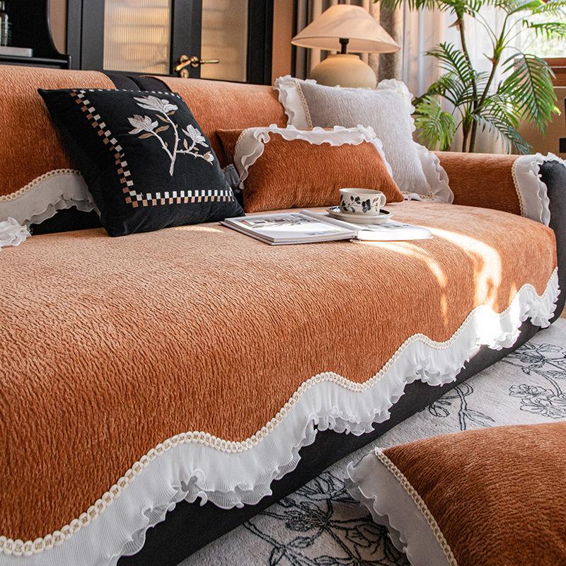 New French Sofa Cushion, Light Luxury, High-end Sense, Universal In All Seasons, Special-shaped Irregular Non-slip Cover, Cover Cloth Towel