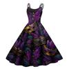 Women's Halloween Print Sexy Off-The-Shoulder Punk Vintage Dress