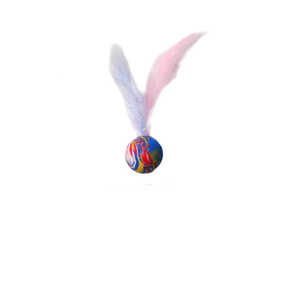 Feather Elastic Ball Toy Teeth Grinding Self-Entertainment Pet Toy for Cats