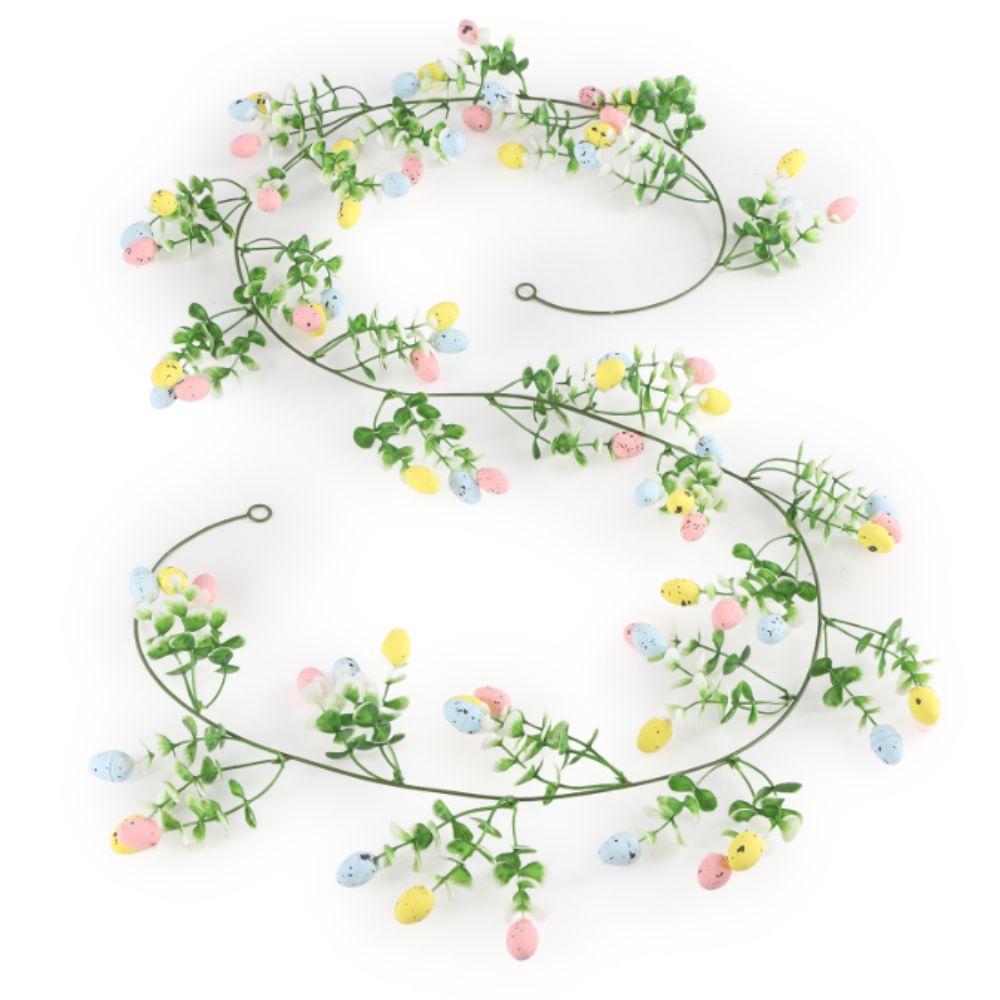 Colorful Design Easter Egg Wreath Green Vine Long Green Plant Wall Hanging  Easter Party