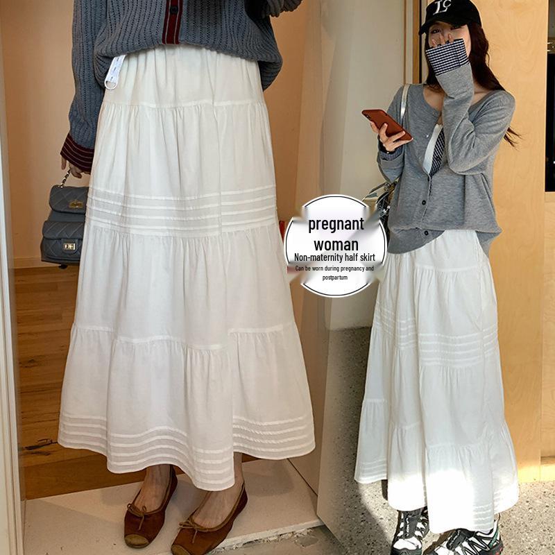 

Women s High Waist White Maternity A-Line Skirt - Spring/Summer French Style L белый