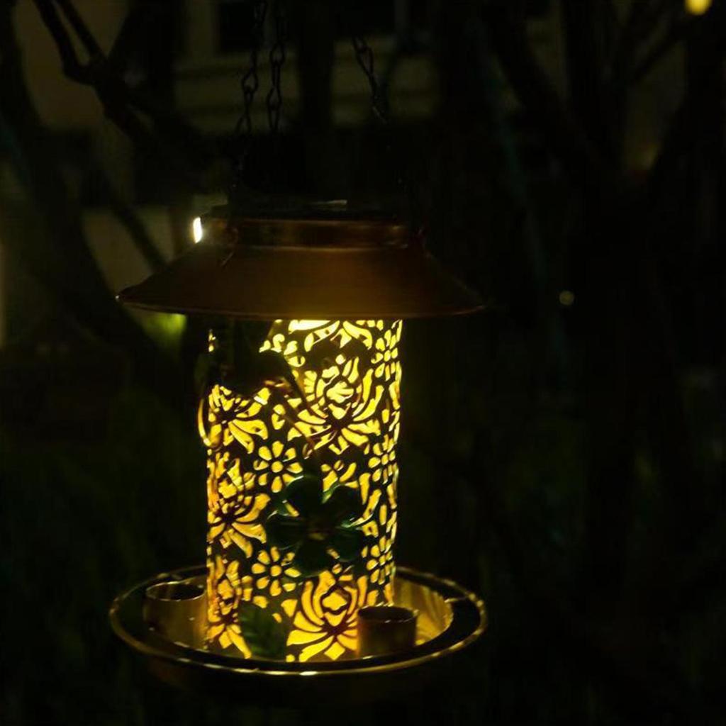 Outdoor Bird Feeder With LED Light Waterproof Garden Decor Bird Feeder Station For Balcony For Outdoor Yard Pathway Farm Patio