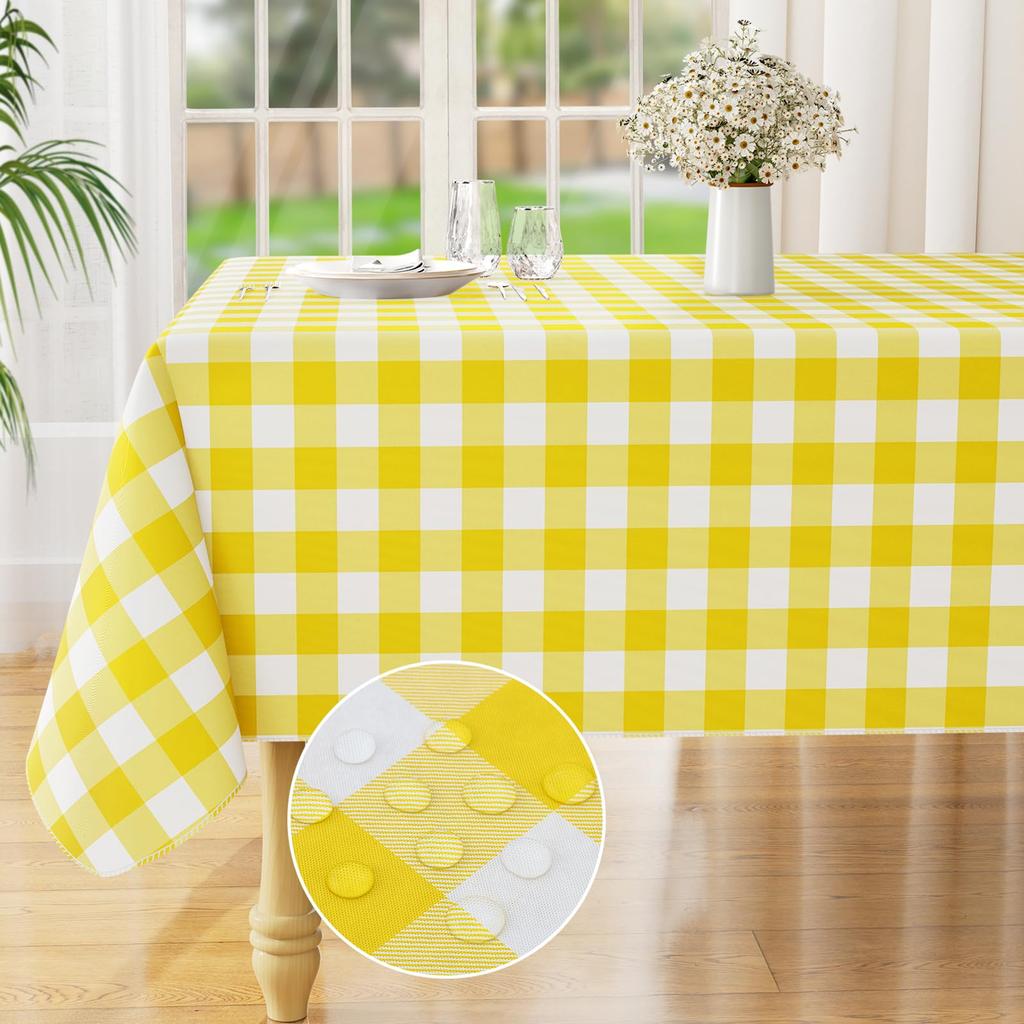 Olanly Rectangle Waterproof Vinyl Table Cloth Buffalo Flannel Backed Tablecloth Wipeable Plastic Table Cover For Easter Kitchen