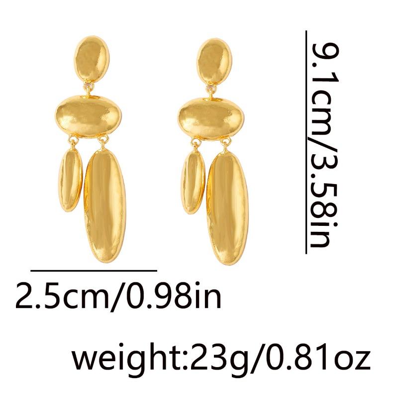 Exaggerated Light Luxury Metal Geometric Earrings for Women Oval Pendant Eardrop Retro Punk Classic Jewelry Gifts