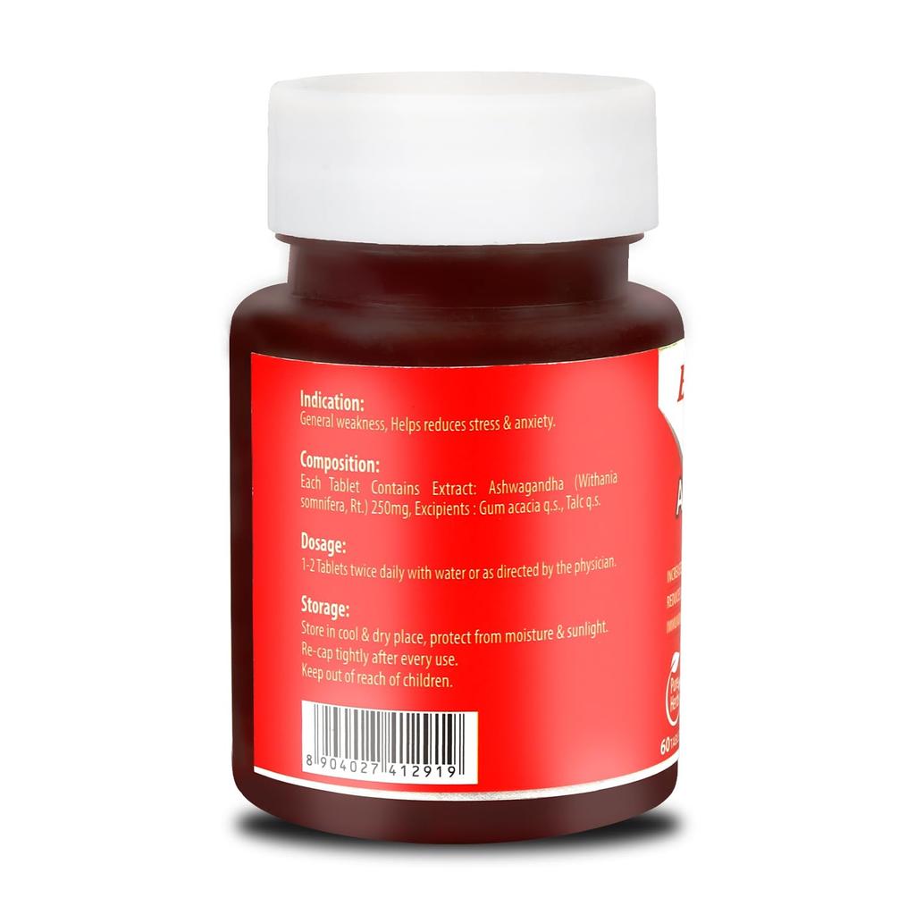 Baidyanath Ashwagandha Tablets 60 Tabs X  Pack of 2 | Boost Vitality, Energy, Stress Relief & General Wellness Support