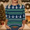 Women's Casual 3/4 Sleeve Neck Christmas Print Top with Festive Holiday Design