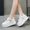 Platform white shoes women's 2025 spring new round head lace-up versatile height-increasing sports and leisure board shoes