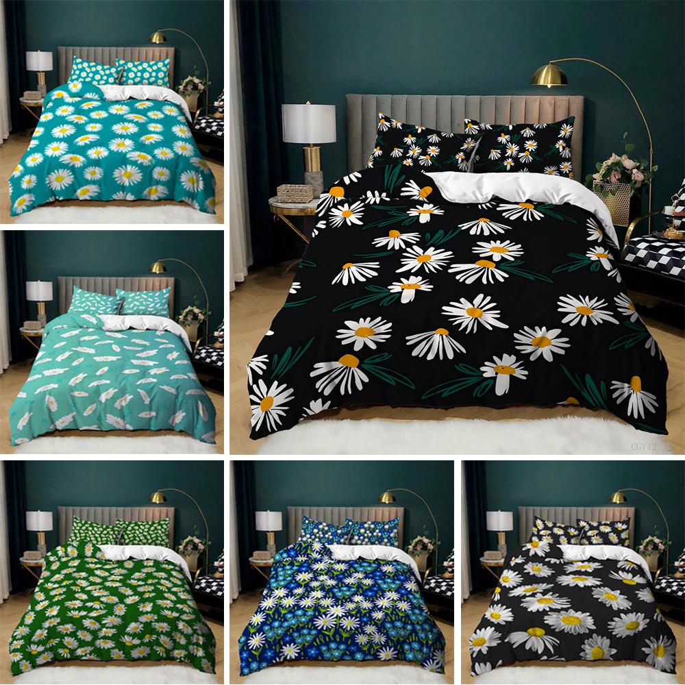 

Korean Fresh Three-Piece Small Daisy Kit Quilt Cover 135 * 200 (two-piece set) 90g