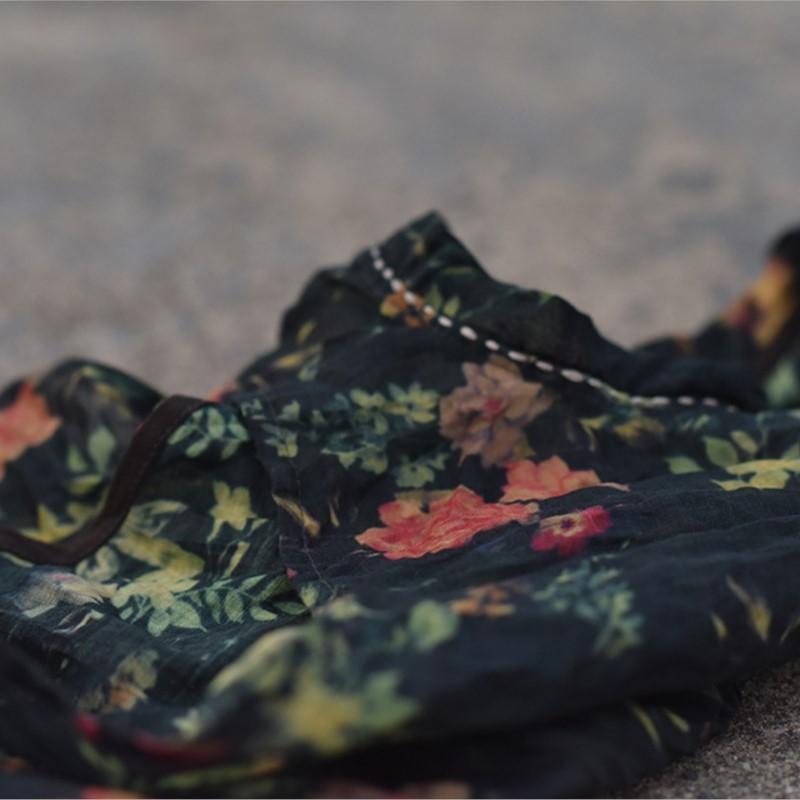 Johnature Dámské květinové vesty Vintage Print Letní kabáty Čínský styl Ramie vysoce kvalitní dámské vesty