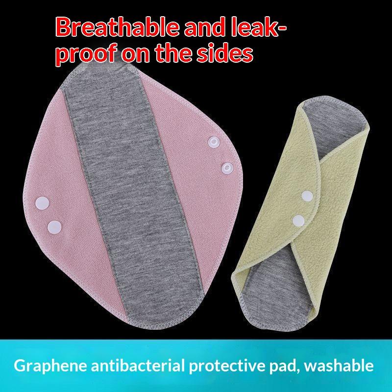 4Pcs Leakproof Washable Cotton Sanitary Pads Graphene Antibacterial Breathable Reusable Pads for Daily Use