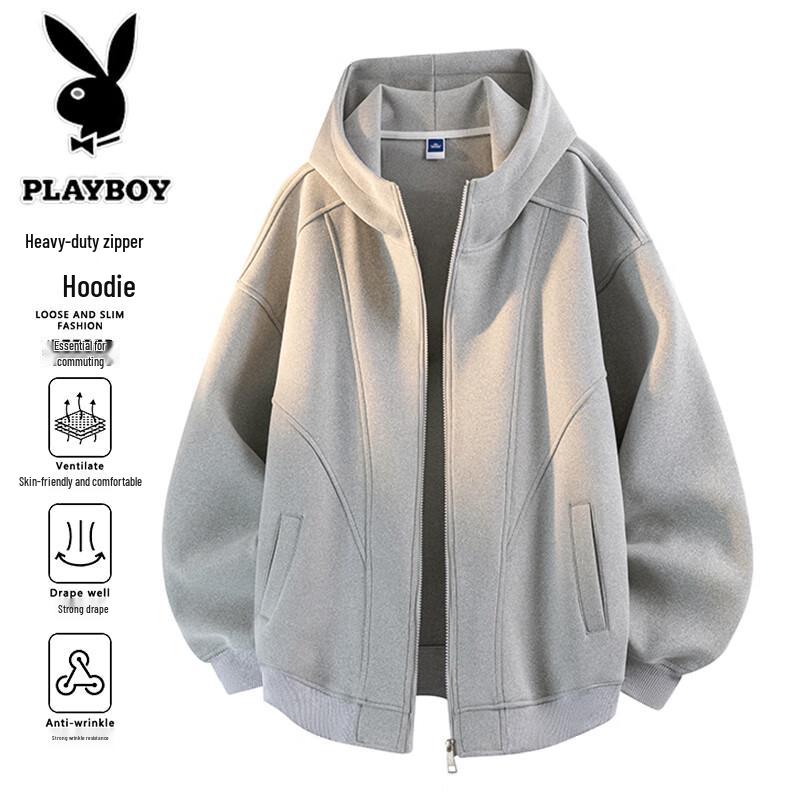 PLAYBOY Men's Hooded Zipper Sweatshirt