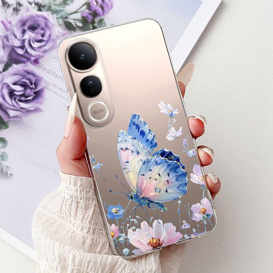 For Vivo V50 Lite V50 V2427 V2441 Elegant Floral Butterfly Phone Case For Vivo V50 V50lite 5G Soft Silicone TPU Cases