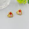 Light Luxury High-End Heart-Shaped Earrings, Simple Temperament Earrings, Women'S Color Zircon Inlaid Love Studs.