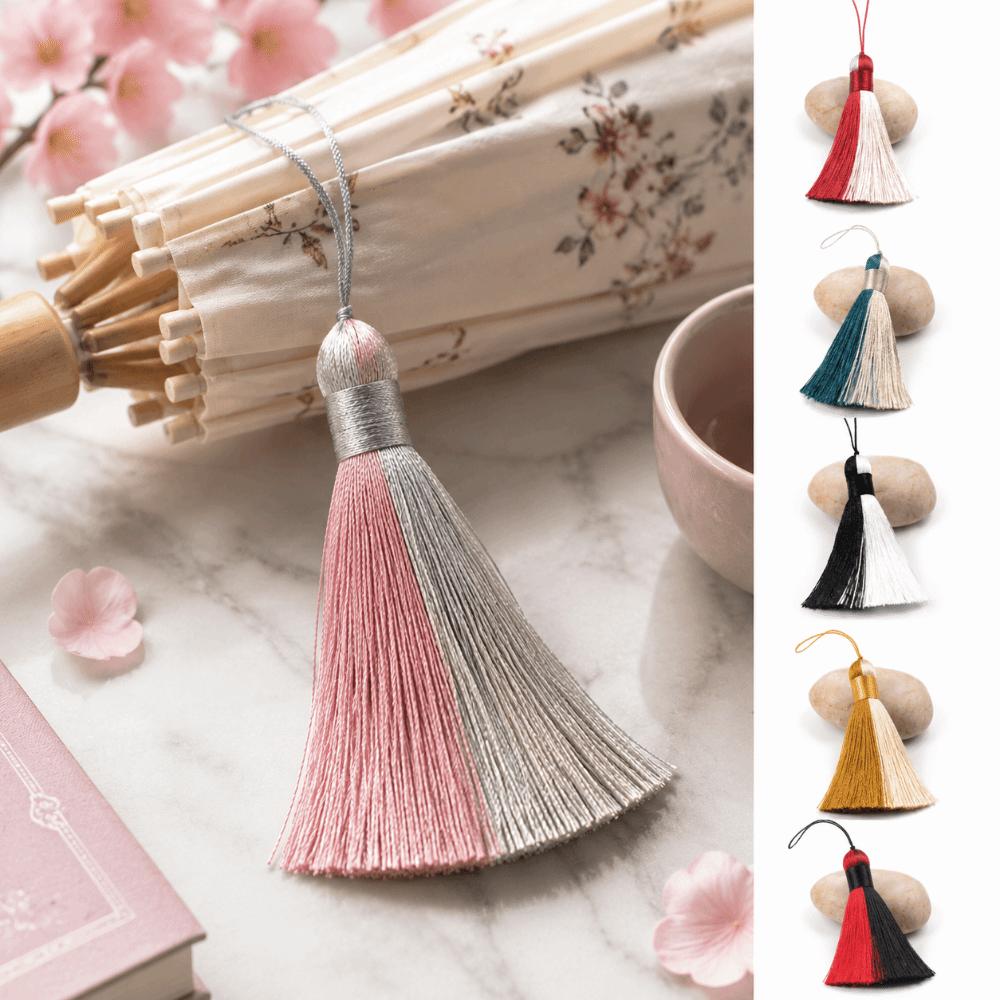 Two-Tone Color Fringe Tassel Charm Soft Thread Gradient Tassel Ornament For Keychain Bookmark