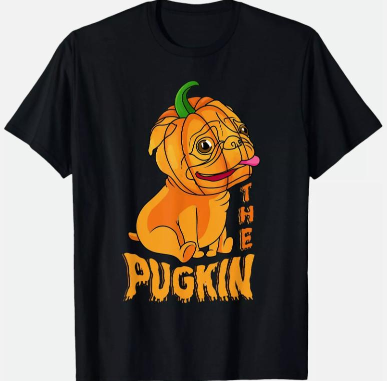 The Pugkin Dog Trick Or Treating Pug Lover Halloween T Shirt Men Unisex T-Shirt L