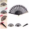 Black Spanish Style Dance Party Wedding Lace Silk Folding Hand Held Flower Fan