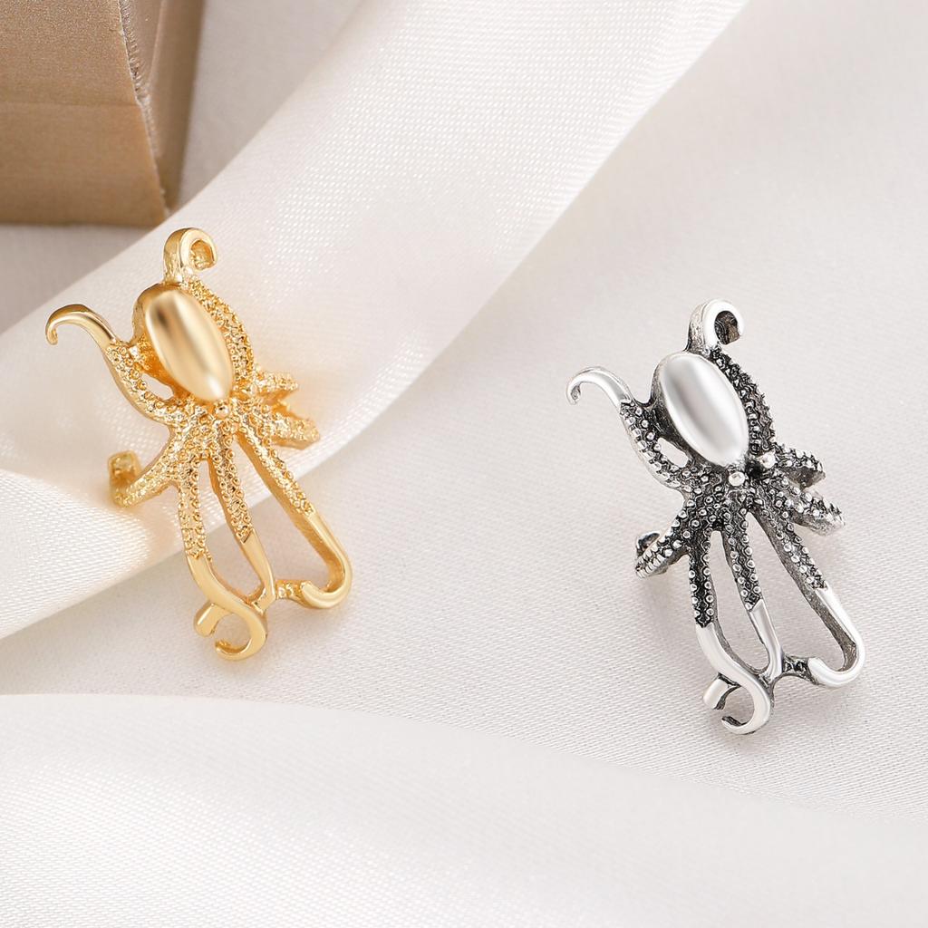 Octopus Ear Cuff Gold Tone Nautical Style Non Piercing Ear Clip for Women