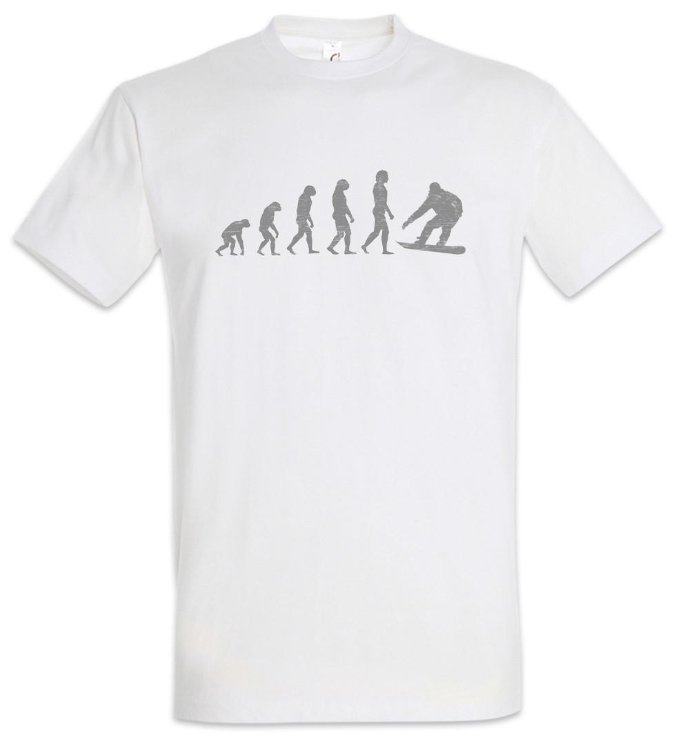 Snowboard Evolution T-Shirt Fun Human Coach Downhill Snowboarder Charles Darwin M