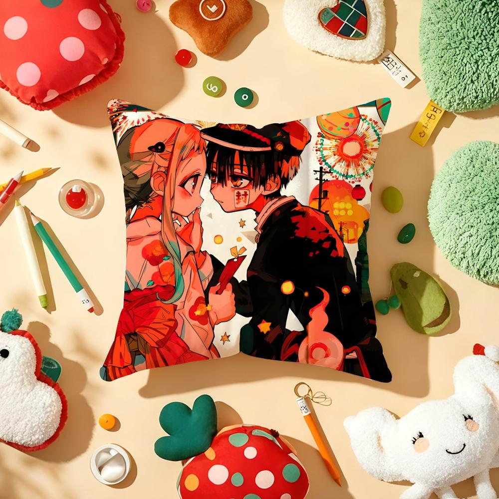 Anime Jibaku Shounen Hanako Kun Cushion Cover Plush Fabric Soft Double-Sided Printed Sofa Warm Winter Home Gift Pillow Cover