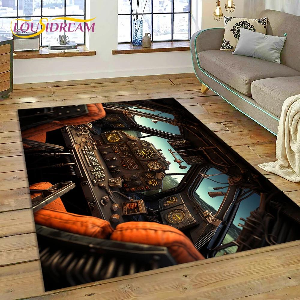 Řízení letadla Kokpit Kabina Kosmická loď Palubní deska Koberec Kobereček pro Obývací pokoj Ložnici, Protiskluzová Dekorace na Pohovku Rohožka Moto