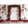 Valentine's Day Photography Backdrop White Arch Red Roses Love Heart Wedding Party Room Decor Girls Portrait Photo Background