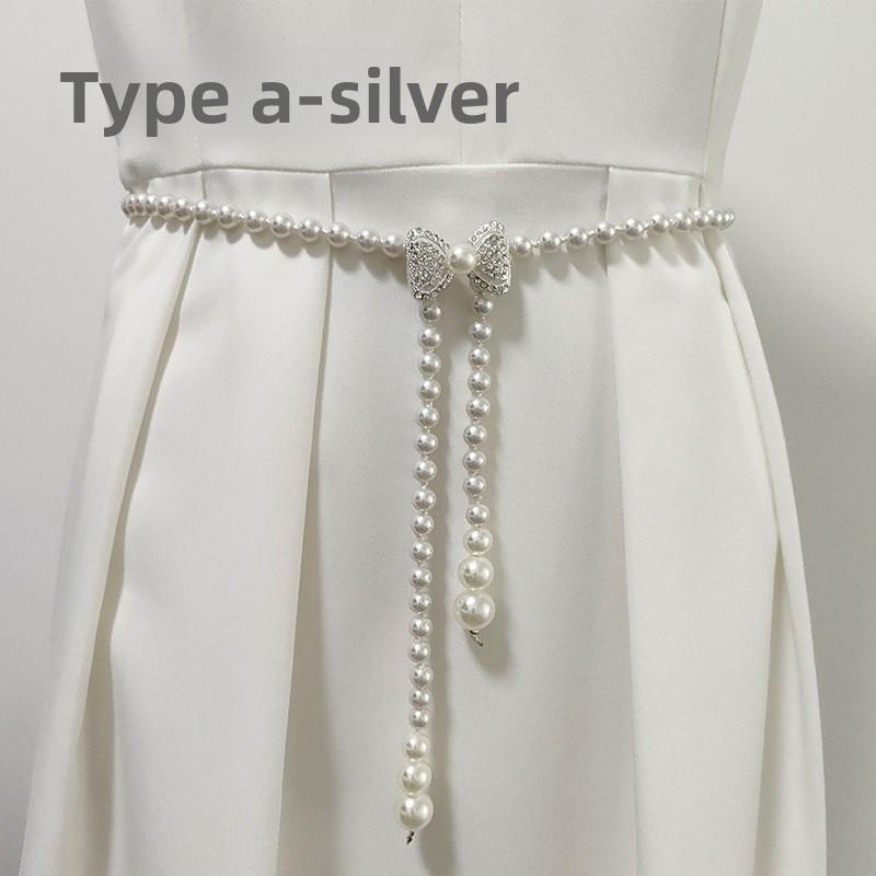 Mary Korean style pearl waist chain women's belt fashion dress decoration rhinestone beaded waist sash