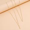 Teardrop Rhinestone Double-Layered Clavicle Necklace with Long Bar Pendant